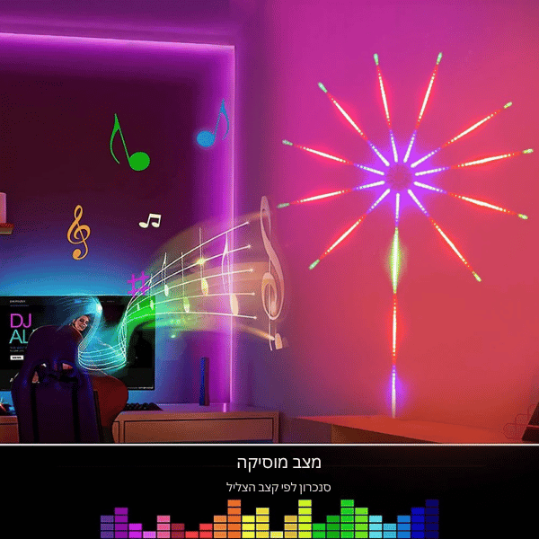 לדים לקיר בצורת זיקוקים