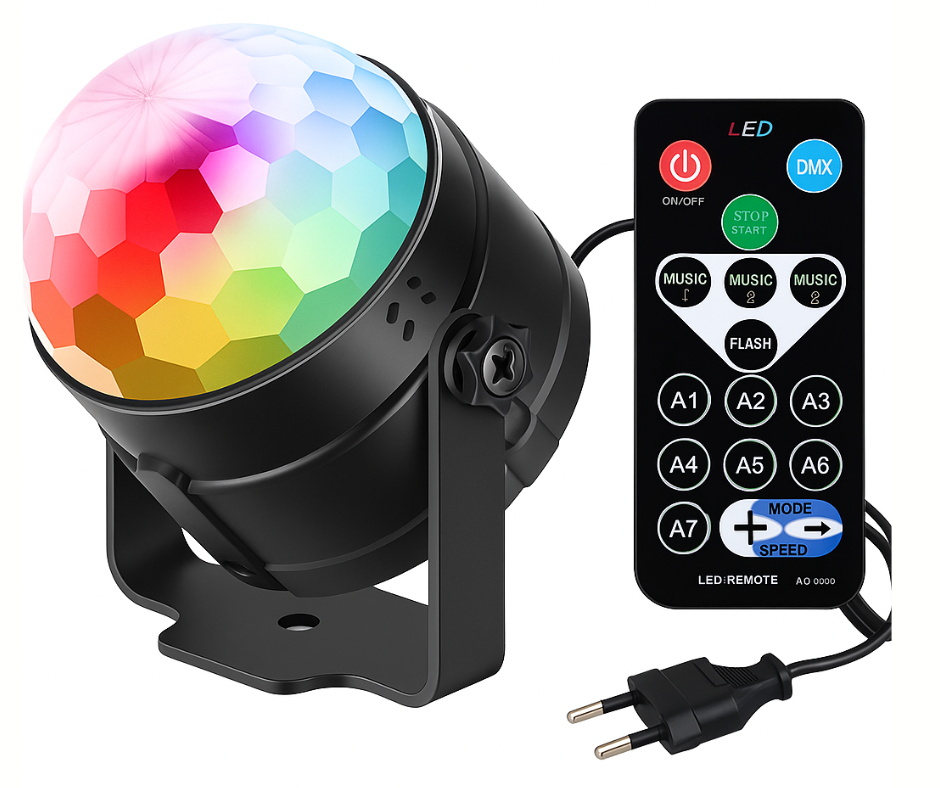 כדור קומפקטי מאיר עם שלט