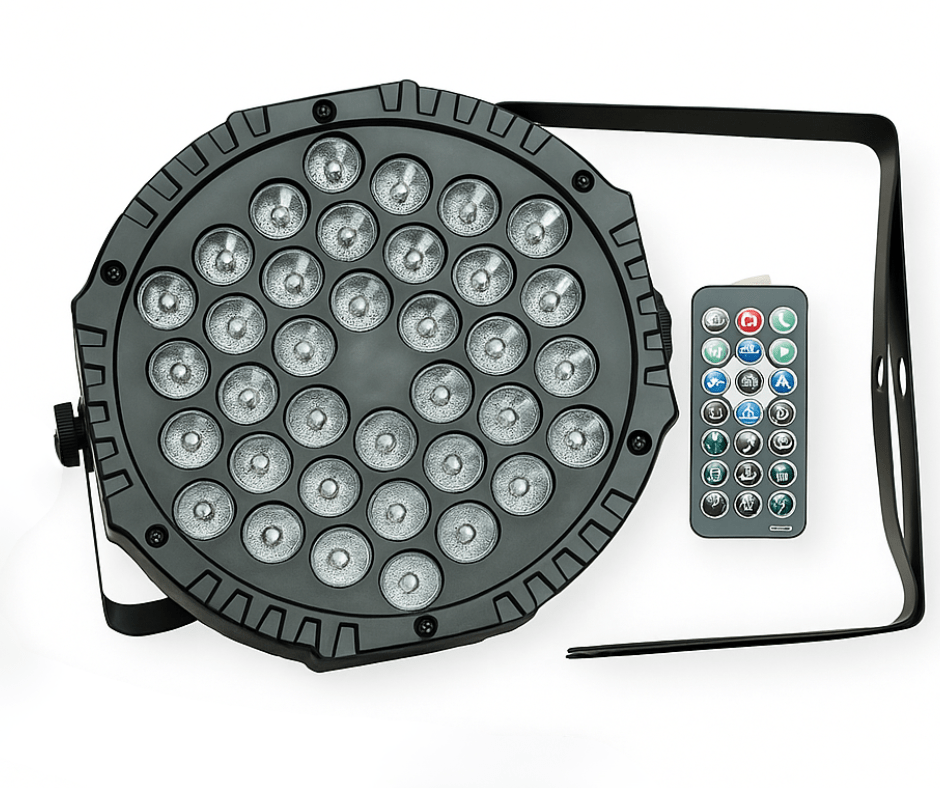 פנס לד שטוח 36 לדים RGB עם שלט